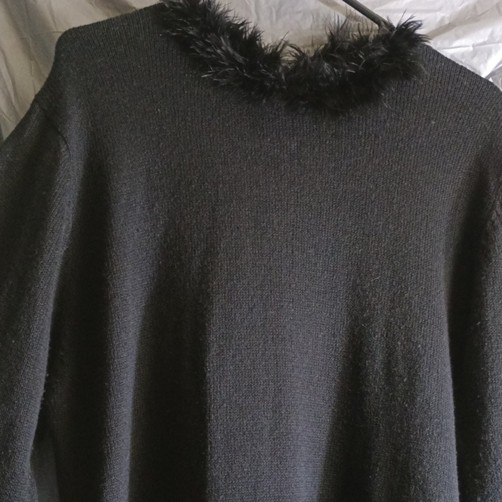 Black Faux Collar Sweater